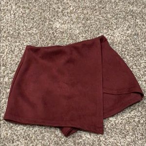Maroon Suede Envelope Skort